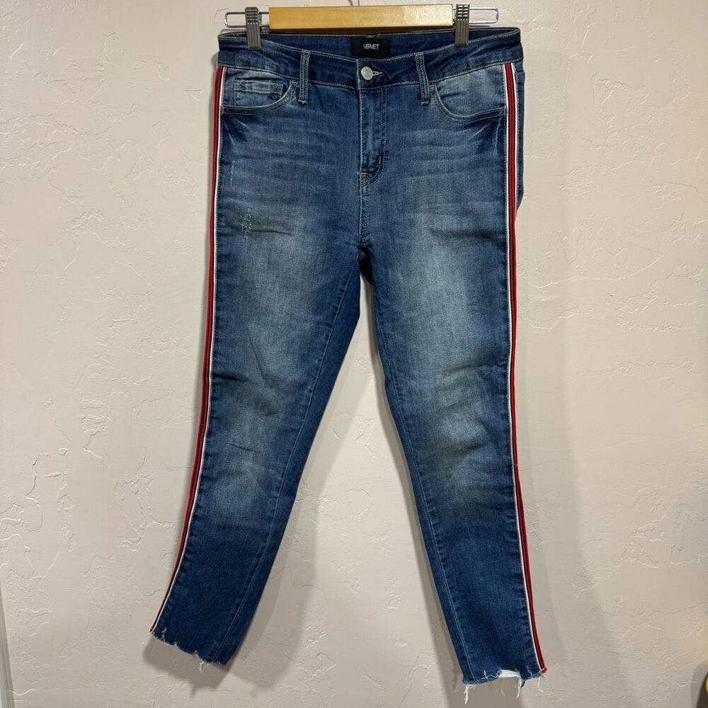 Vervet Ankle Skinny Jeans Red and White Stripes Size 28